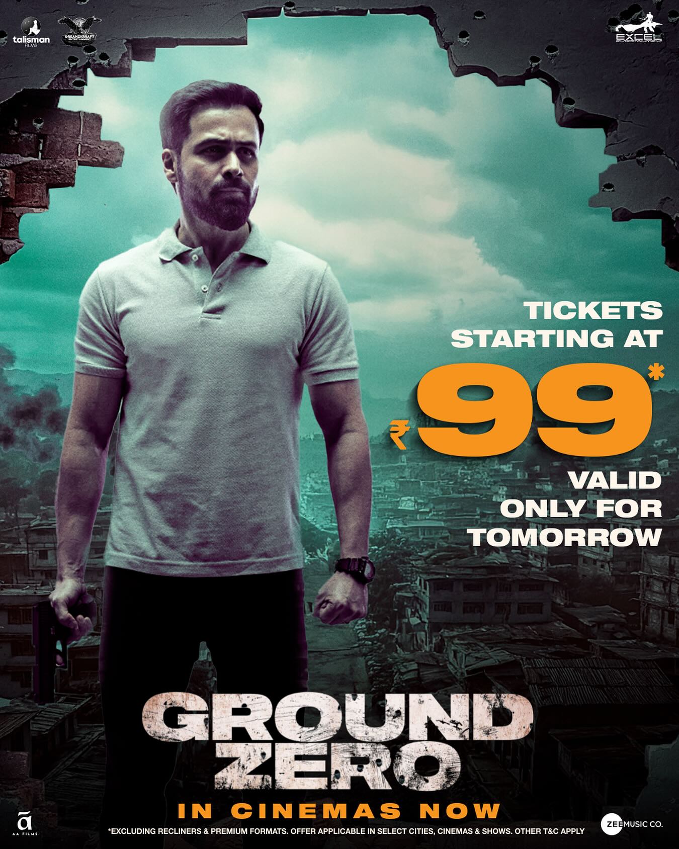 Emraan Hashmi’s #GroundZero Hits Screens at Rs 99 Emraan Hashmi invites audiences to experience #GroundZero in theatres tomorrow at Rs.99.