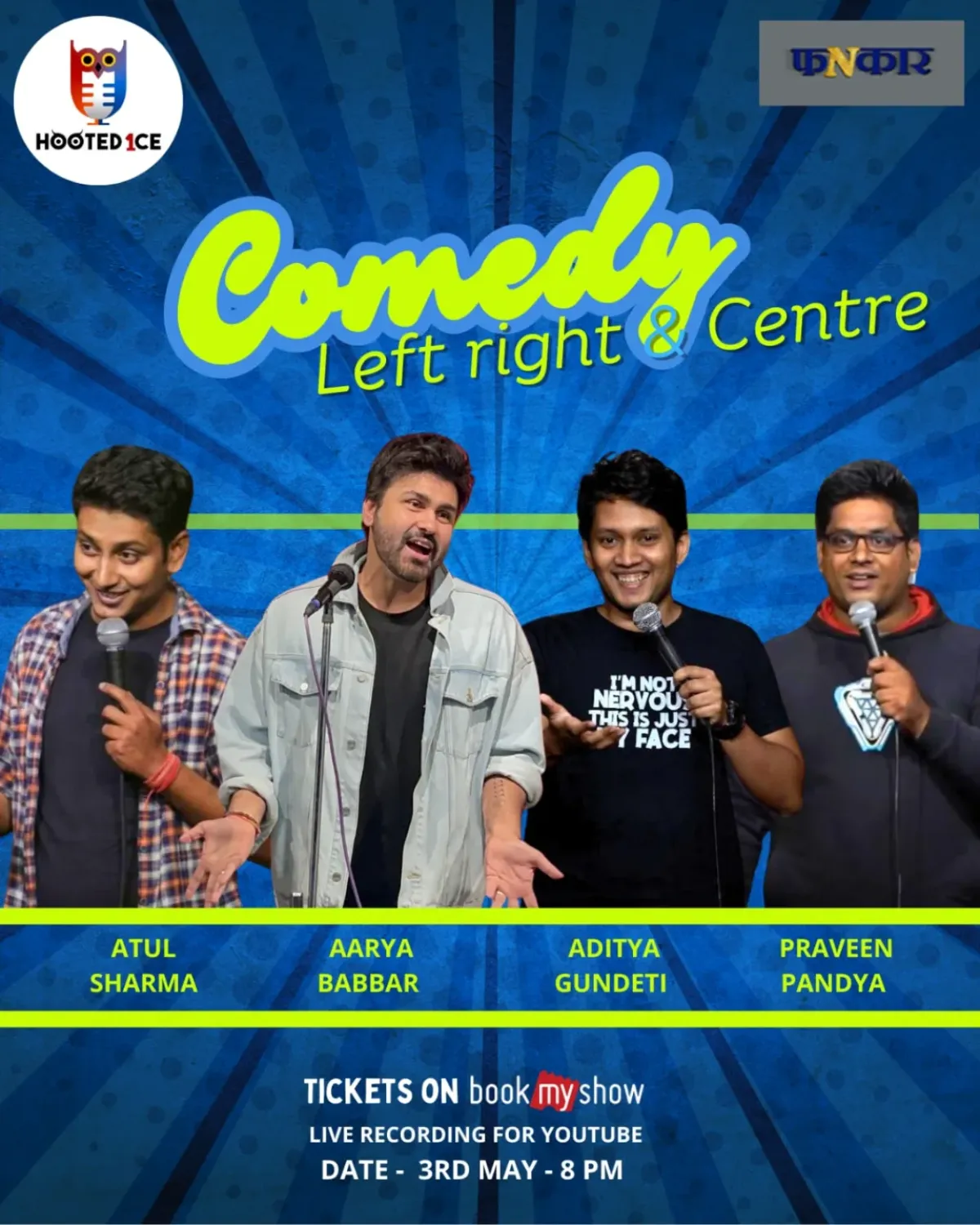 Experience a live, nonstop recording of top comics at Andheri West this Saturday night 8pm.