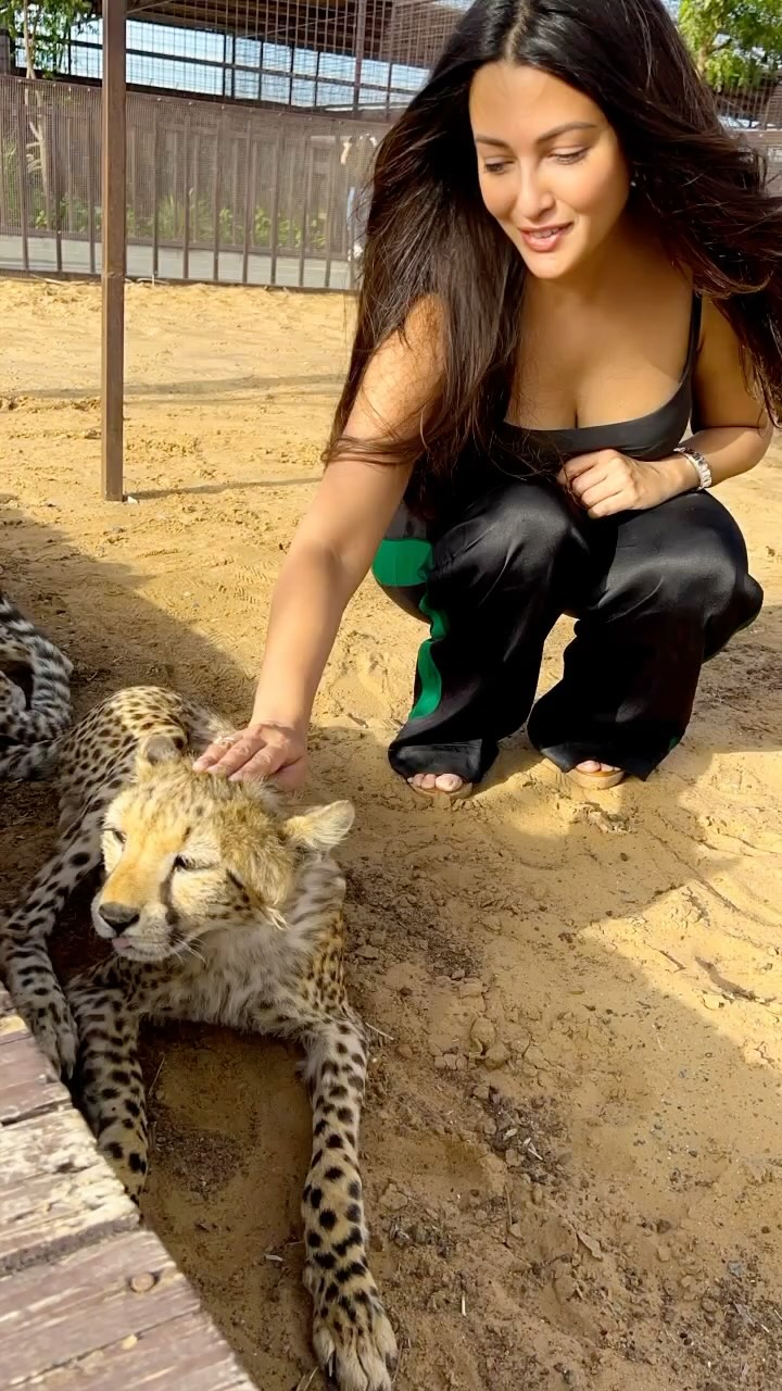 Riya Sen Gets Up Close With Baby Cheetah During Dubai Wildlife Adventure Riya Sen Gets Up Close With Baby Cheetah During Dubai Wildlife Adventure