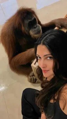 Riya Sen Shares Adorable Moment With Orangutan Habuba At Dubai's Albuqaish Private Zoo