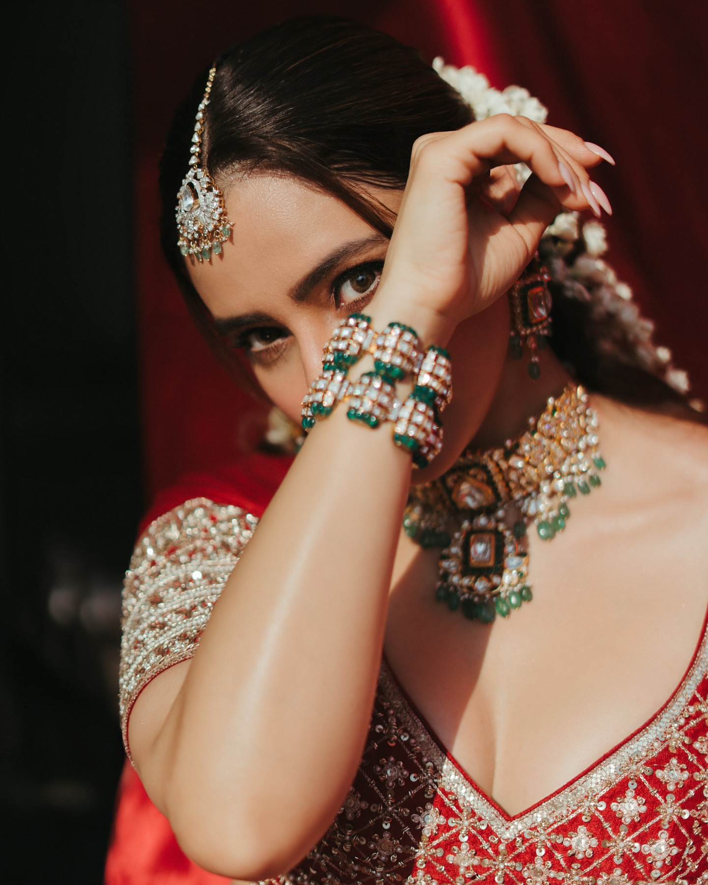 Aamna Sharif Stuns In Red Lehenga