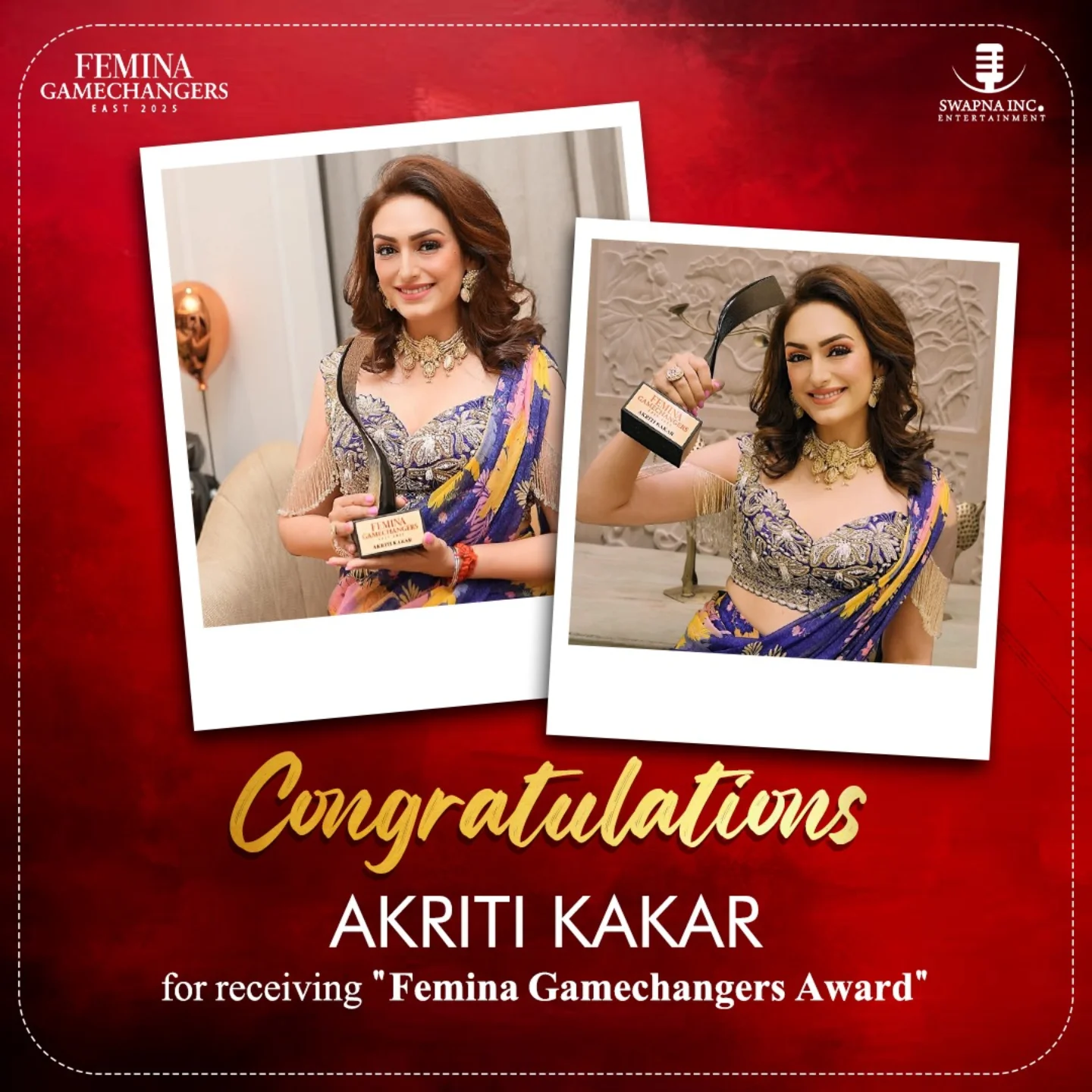 Akriti Kakar Wins Femina Gamechangers Award 2025 Celebrating a career of resilience and reinvention, the star shines as a true gamechanger.