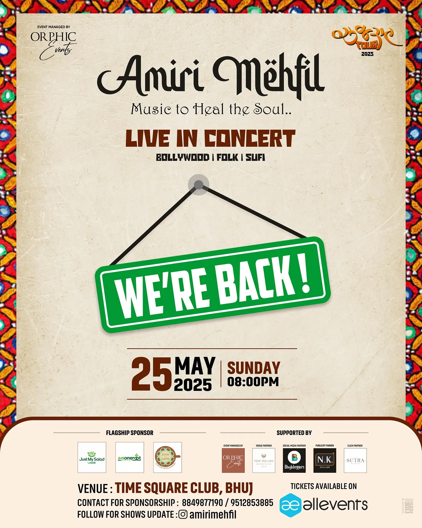 Amiri Mehfil Returns With Double Energy In Bhuj Secure tickets for Aamir Mir’s Bhuj show on 25/05/25 – 7 days left! Hurry, don't miss out.