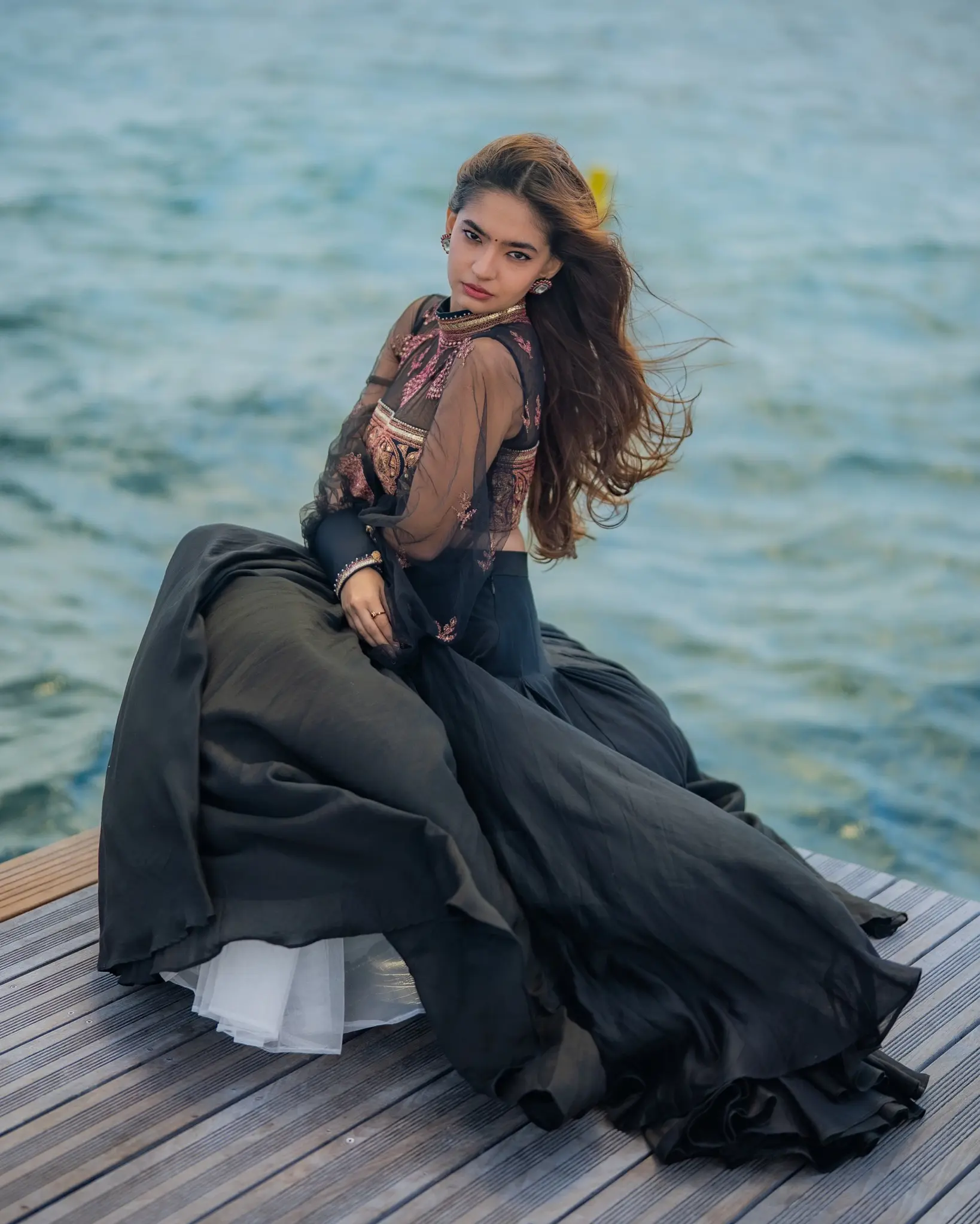 Anushka Sen Shines At Cannes With Traditional Twist Cannes debut dazzles as Anushka Sen pairs a sheer blouse with bronze bodice and bindi. Wow