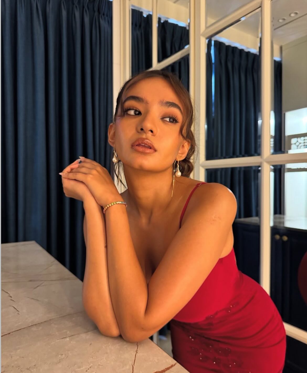 Anushka Sen Stuns In Fiery Red Gown