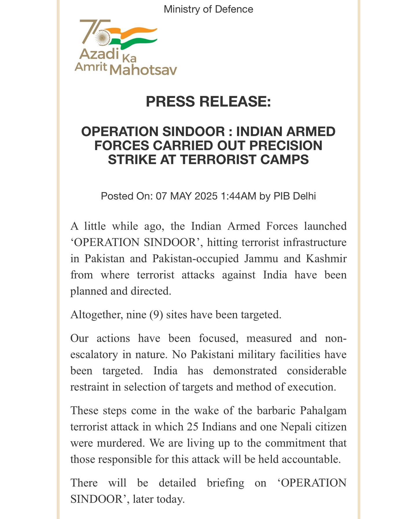 Ashoke Pandit Launches Operation Sindoor Message
