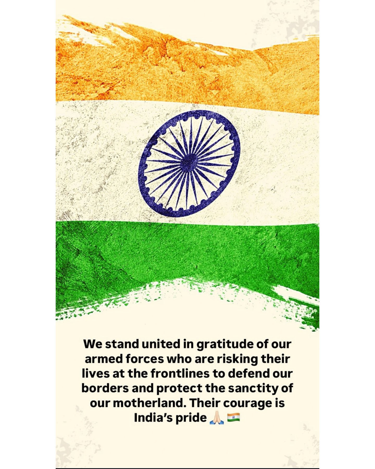 Bollywood icon Bipasha Basu posts a 'Jai Hind' message, sparking fervor among fans online.