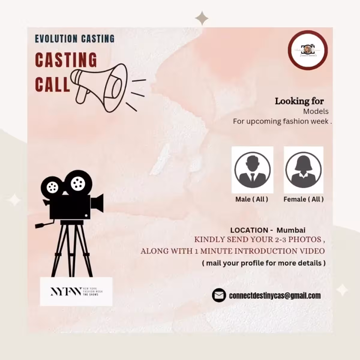 Casting Call Opportunity For Aspiring Actors Submit your profile and intro video now to explore a fresh career path with Aakash Sharma!