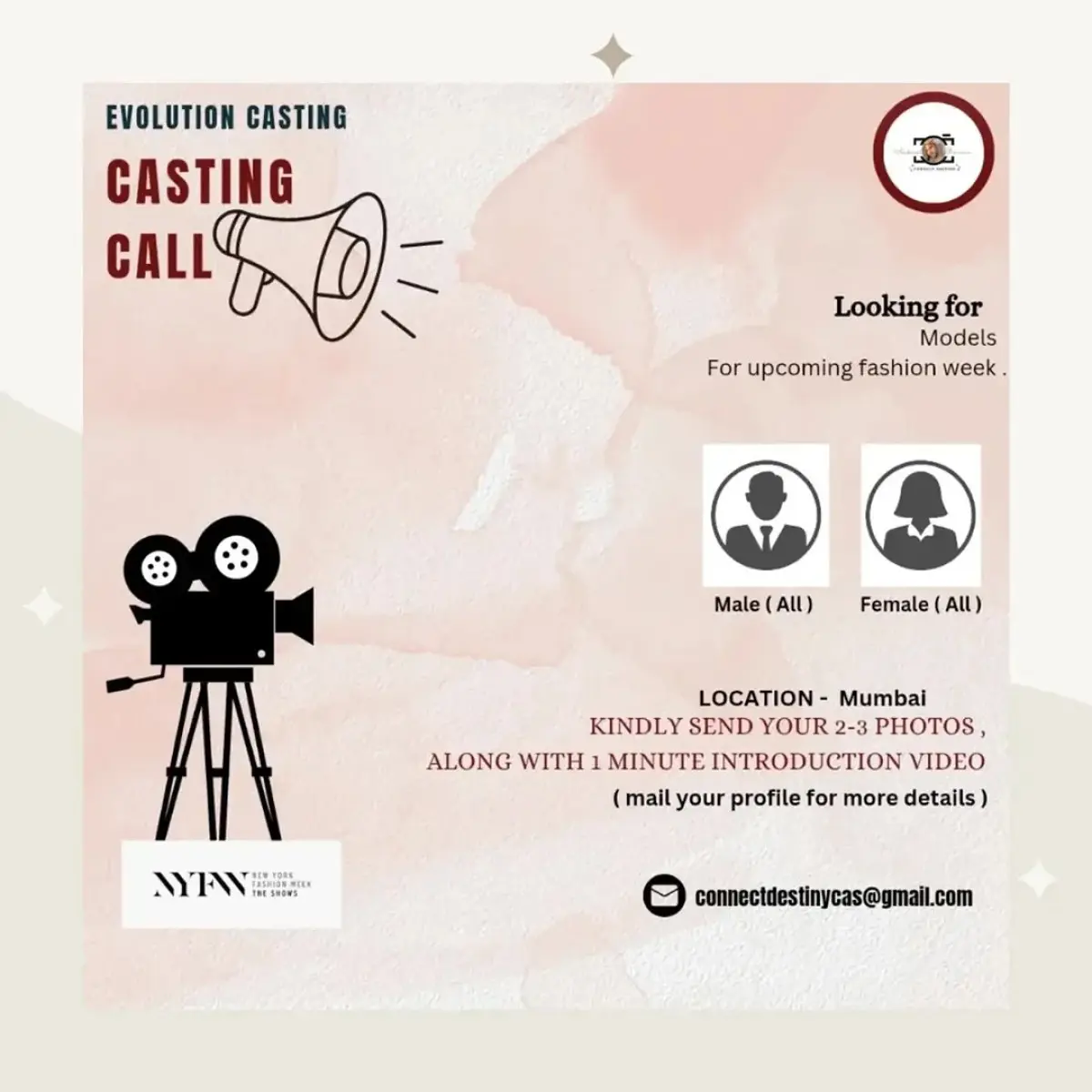 Casting Call Opportunity For Aspiring Actors Submit your profile and intro video now to explore a fresh career path with Aakash Sharma!