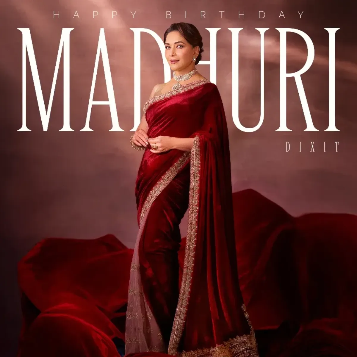 Celebrating Madhuri Dixit: Iconic Birthday Tribute Heartfelt wishes embrace her timeless charm, making today a joyous, unforgettable tribute!