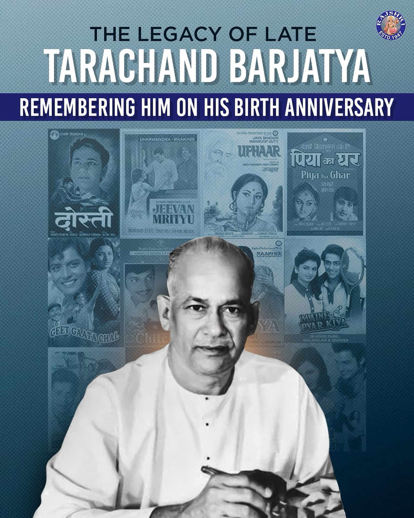Celebrating Tarachand Barjatya’s Enduring Legacy Honouring a visionary whose timeless contributions to Indian cinema continue to inspire us