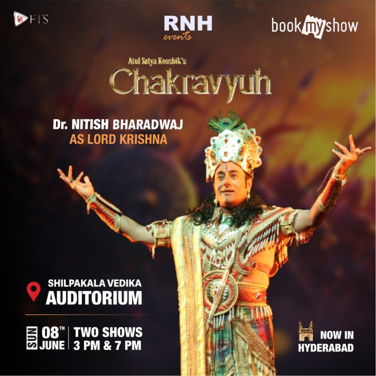 Experience epic theater in Hyderabad as Nitish Bharadwaj embodies divine Lord Krishna live!