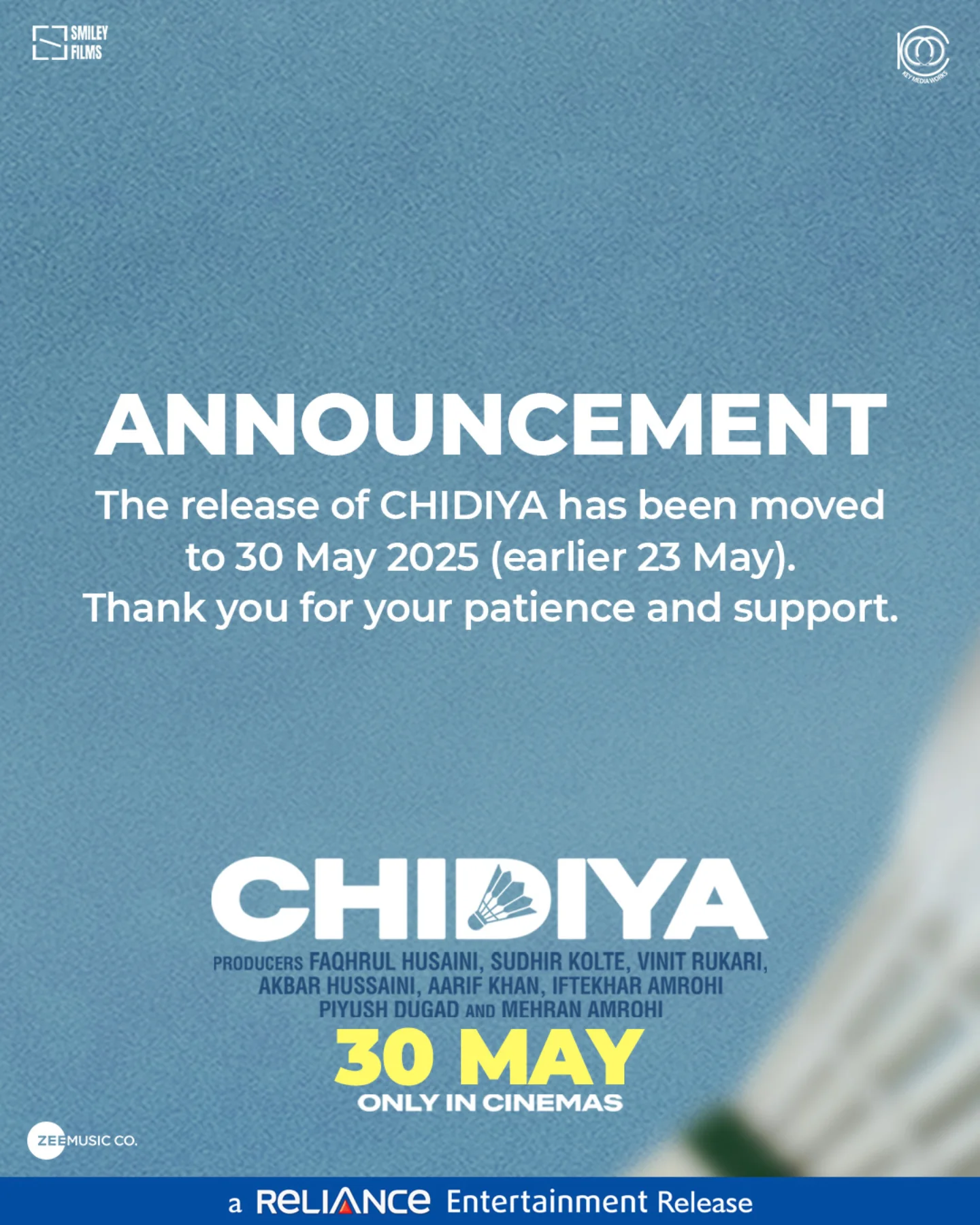 Chidiya Film Launch Set For May 30 Embark on an emotional cinematic journey as Chidiya soars onto screens on May 30, 2025.!!!