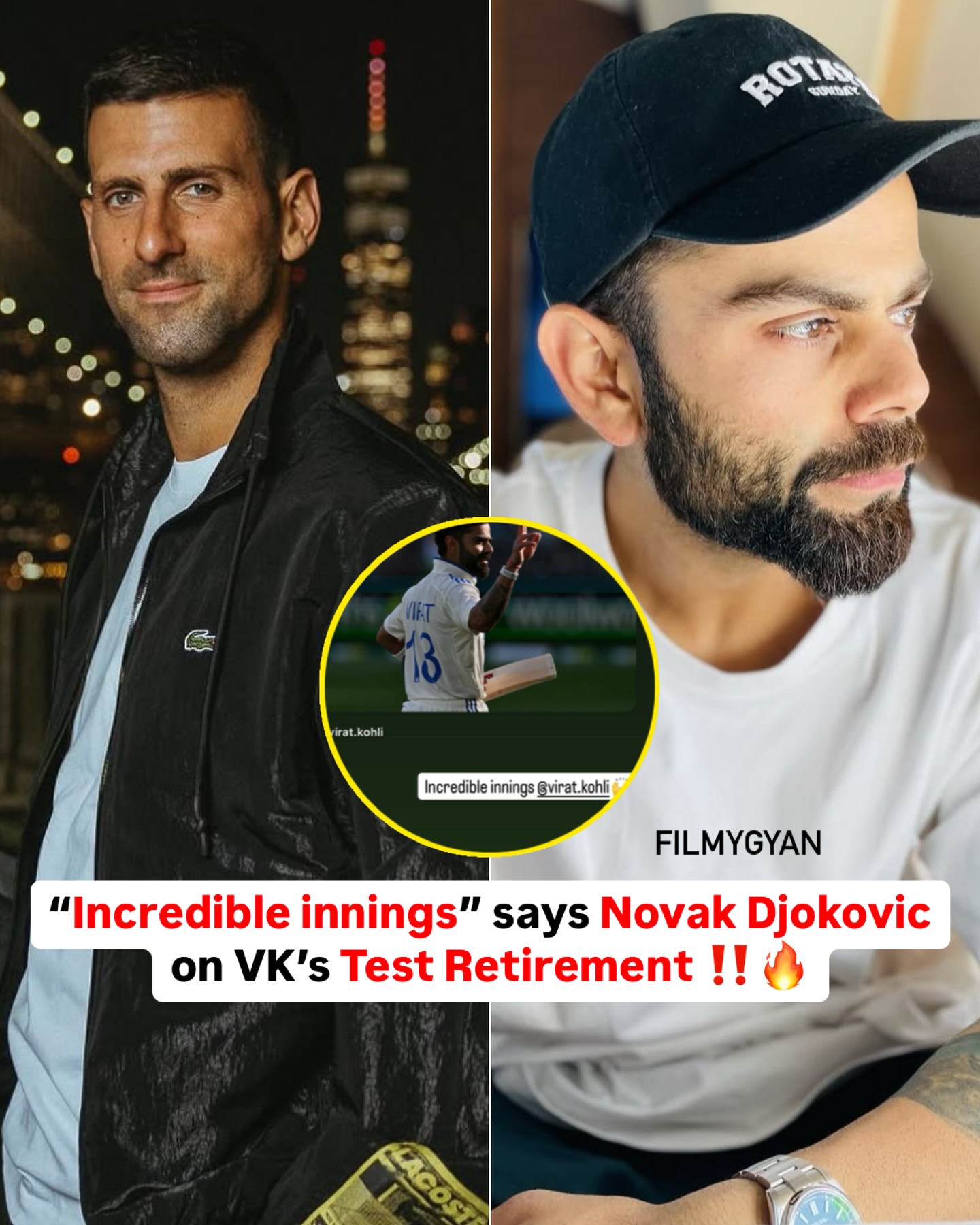 Tennis star lauds cricket legend in a heartfelt tribute to an extraordinary Test innings!!