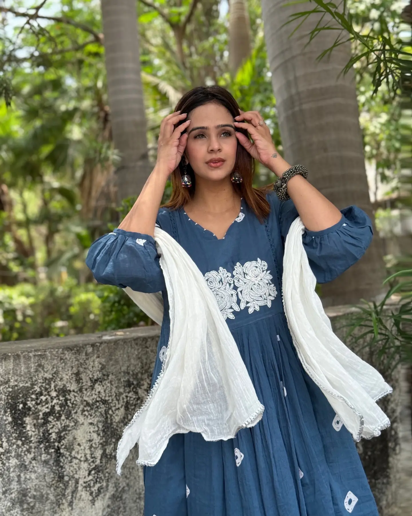 Fenil Umrigar's Muse Stuns In Handcrafted Blue Cotton Suit