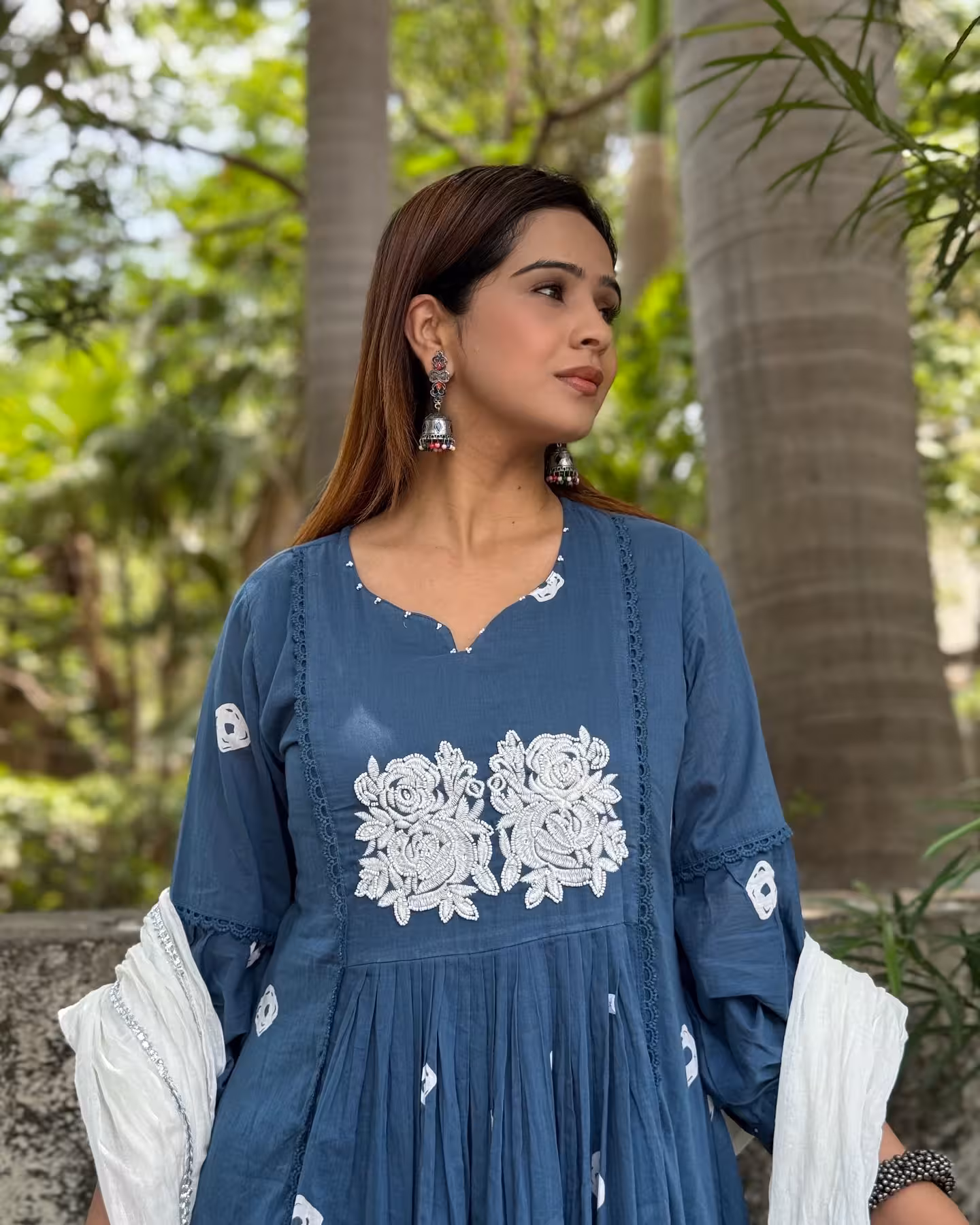 Fenil Umrigar's Muse Stuns In Handcrafted Blue Cotton Suit