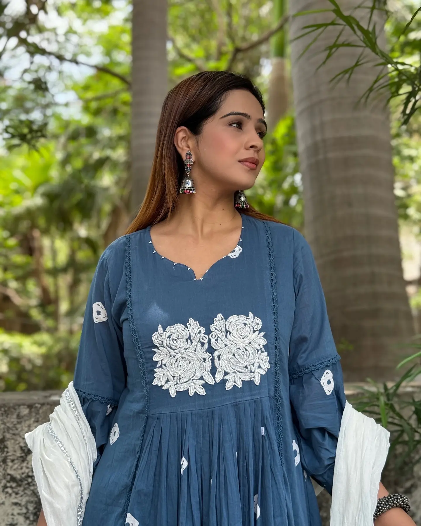 Fenil Umrigar's Muse Stuns In Handcrafted Blue Cotton Suit