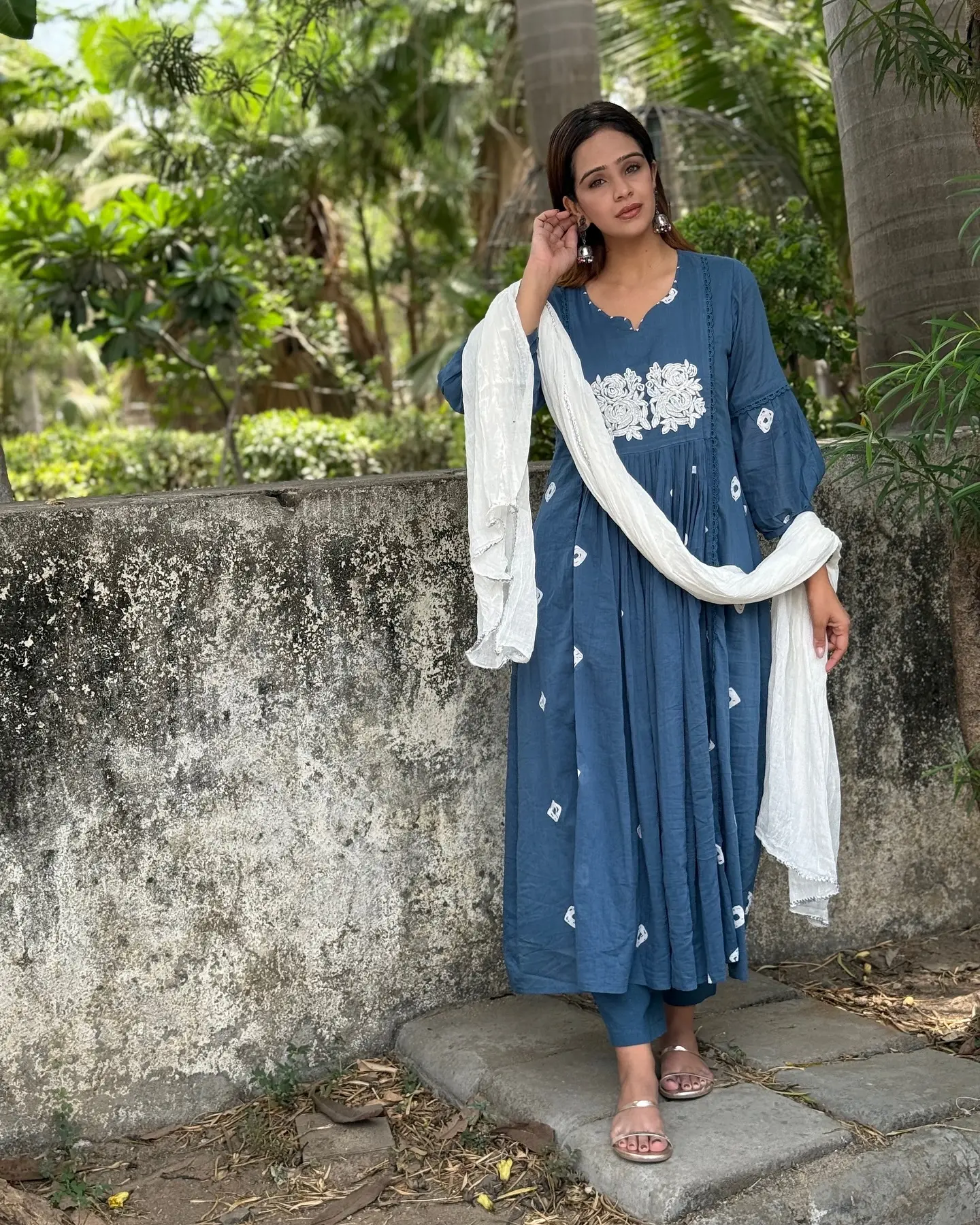 Fenil Umrigar's Muse Stuns In Handcrafted Blue Cotton Suit