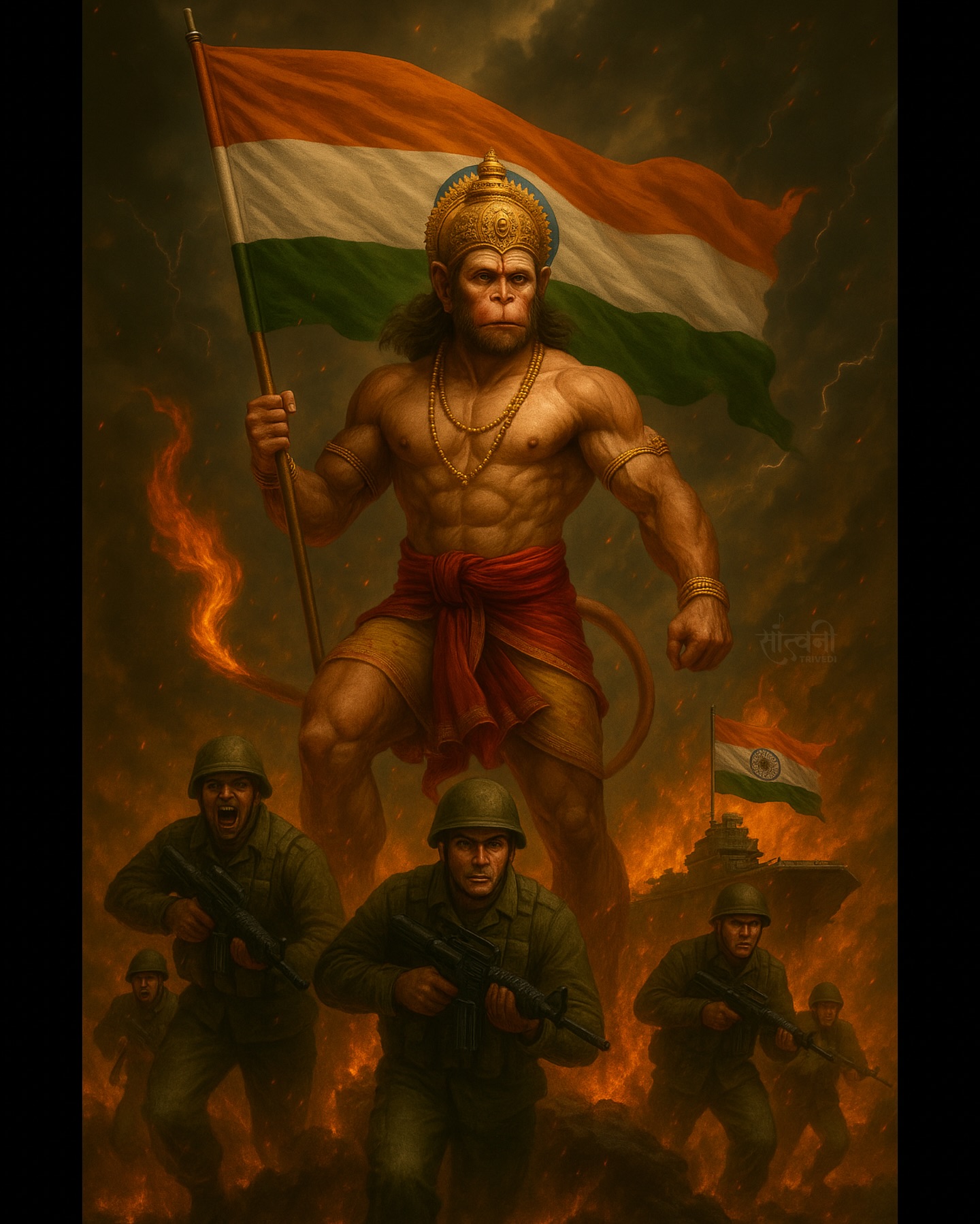 Divine support empowers military valor; dynamic digital creation honors national pride OK!