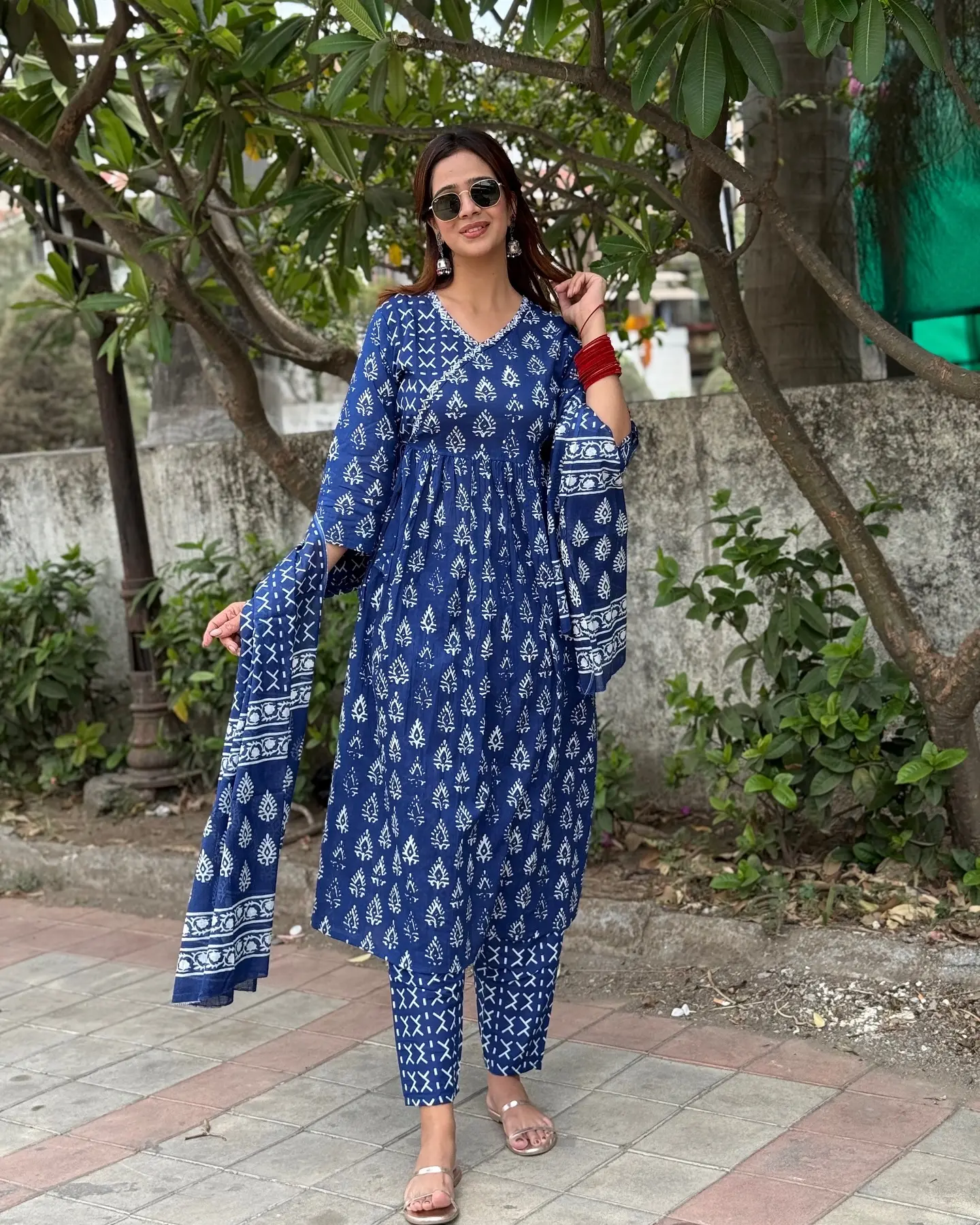 Indigo Cotton Suit Set For A Chic Look Elegant fabric, refined design, and celebrity charm elevate your wardrobe game to the max!