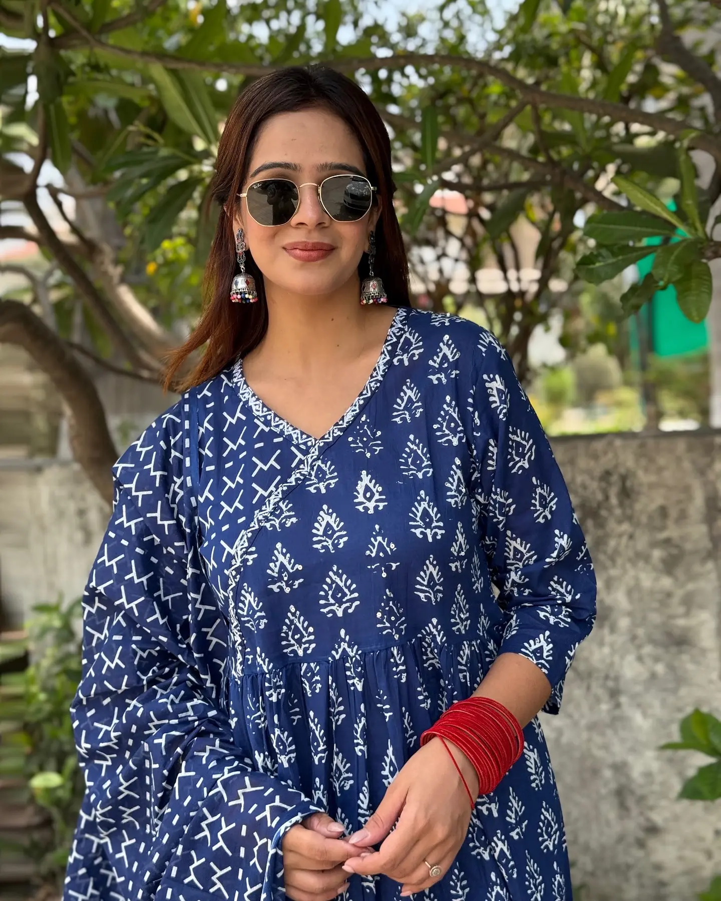 Indigo Cotton Suit Set For A Chic Look