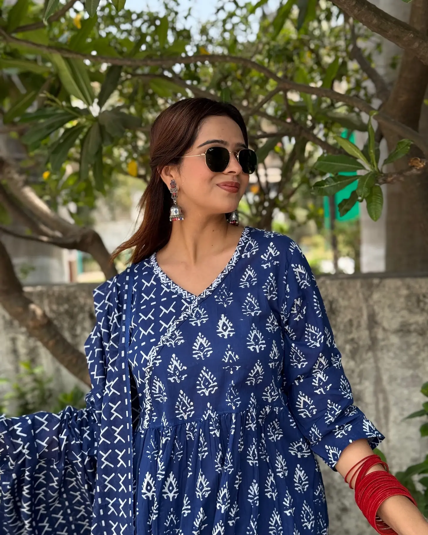 Indigo Cotton Suit Set For A Chic Look