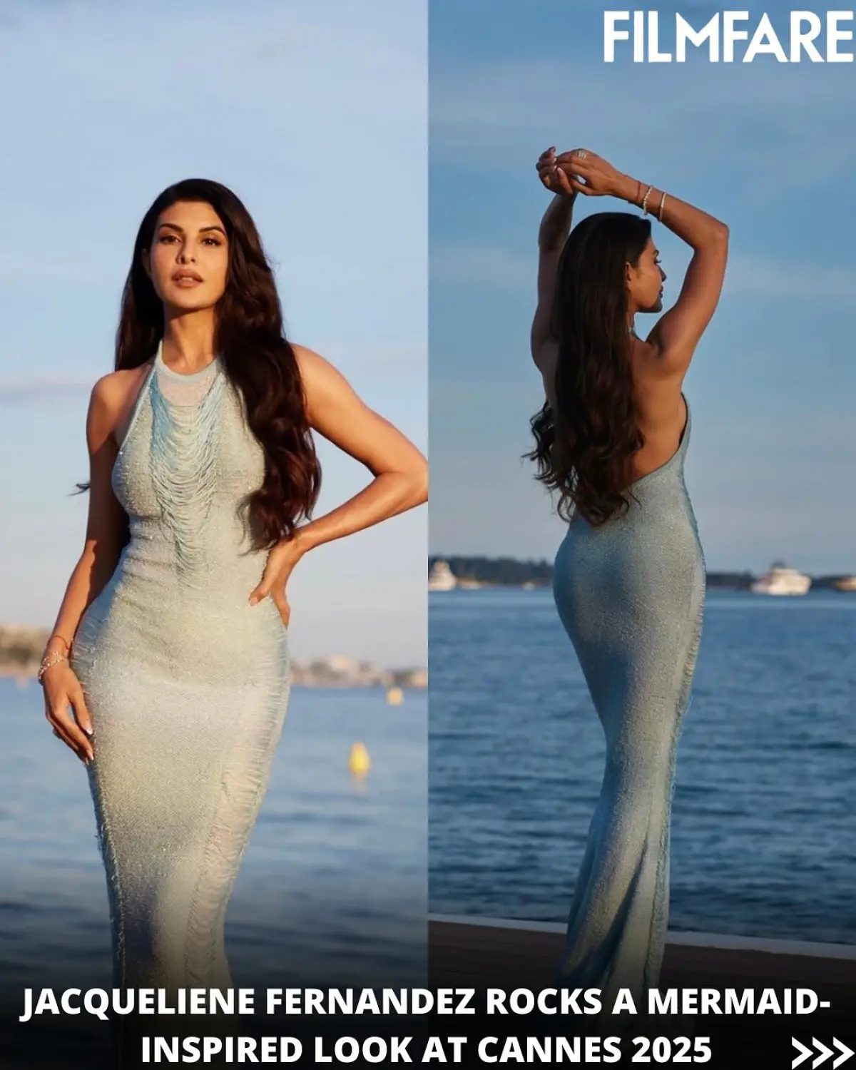Jacqueliene Fernandez Stuns At Cannes Stunning allure at Cannes 2025 as Jacqueliene Fernandez stuns in a chic mermaid blue dress.