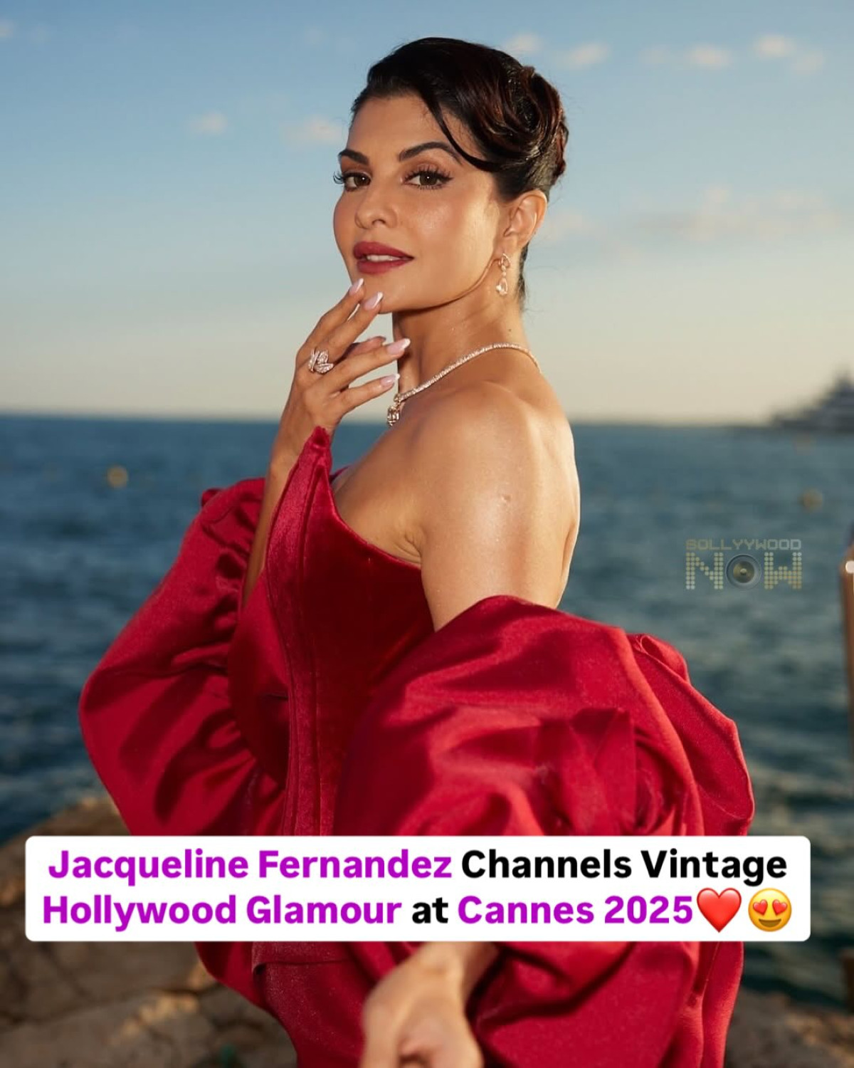 Jacqueline Fernandez Stuns At Cannes 2025 A dazzling red carpet moment as she pays homage to Hollywood iconography with bold style.