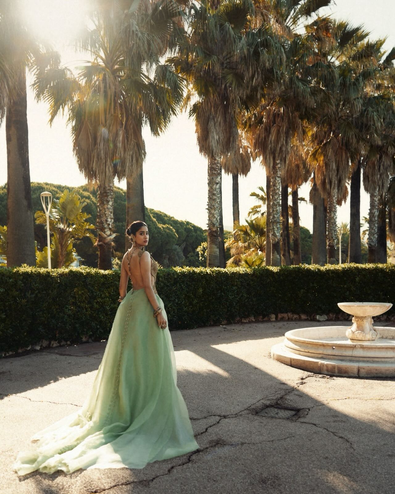 Janhvi Kapoor Stuns In Pistachio Gold Gown