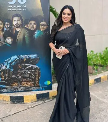 Diya Vj hosted the press meet exuding cool look by Oshina Nil as she launched JINN trailer.