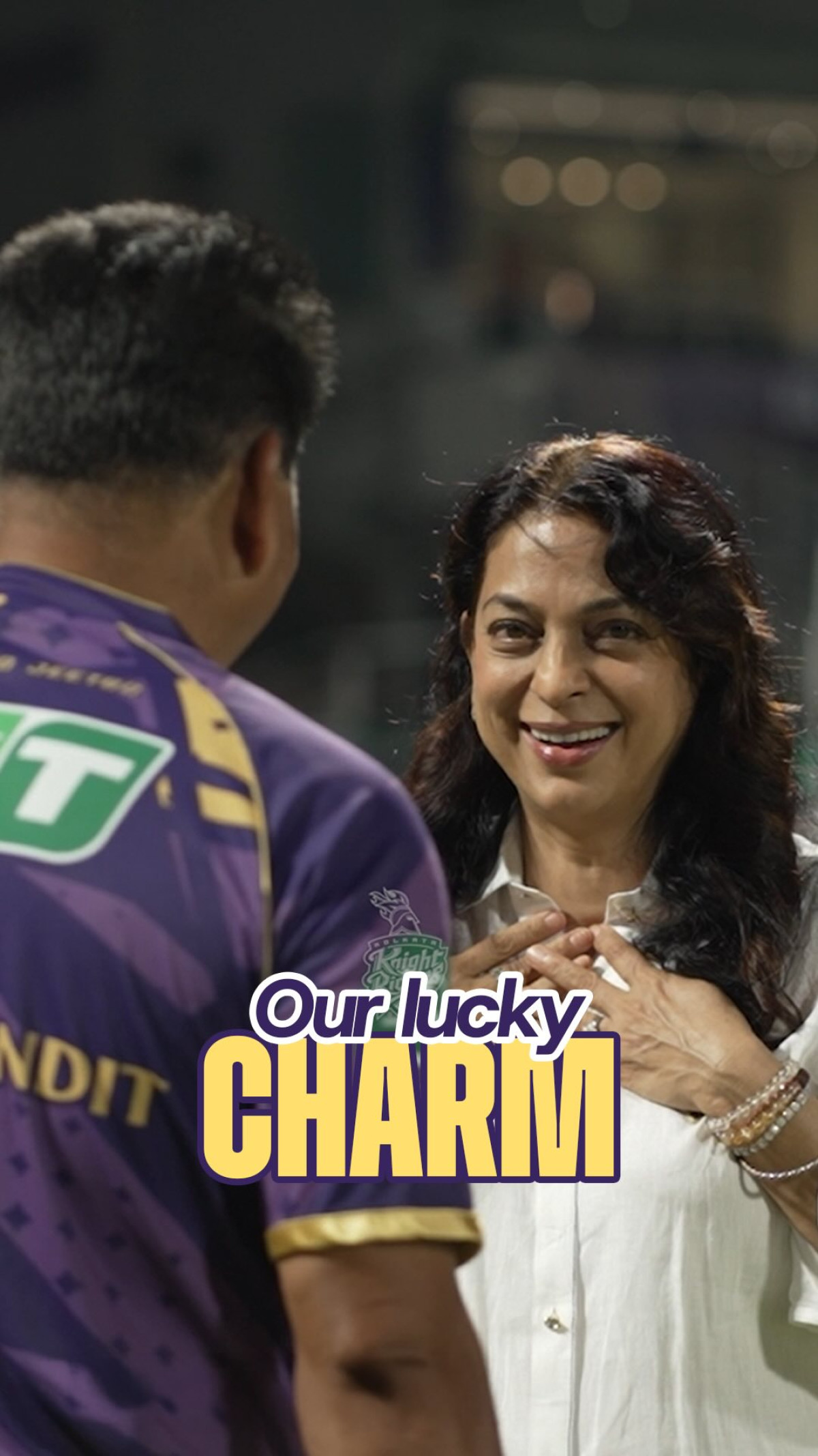 Juhi Chawla Shines As Lucky Charm At TATA IPL 2025 Juhi Chawla dazzles at TATA IPL 2025, radiating iconic style and merging sports, glamour.!
