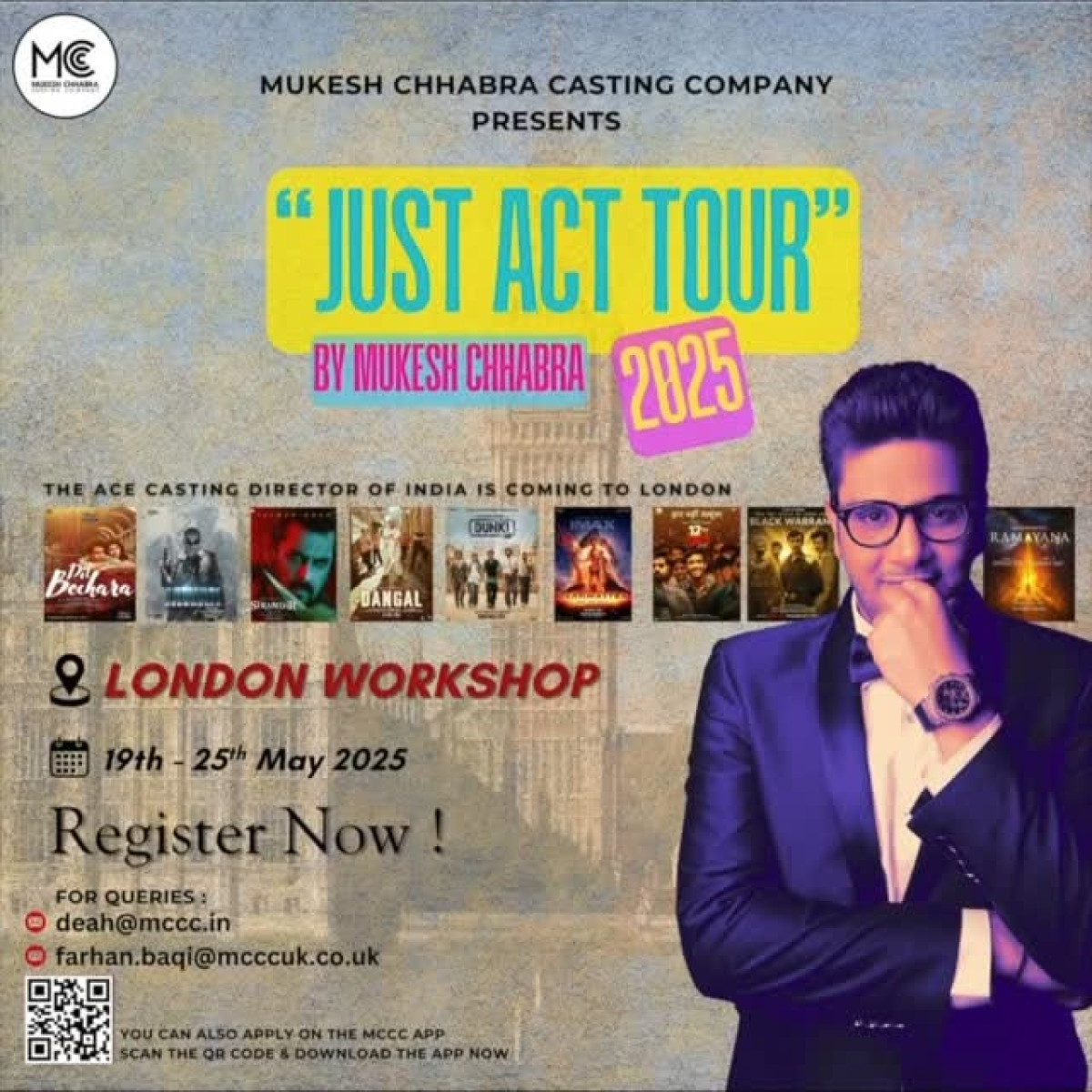 Just Act London Workshop Announced Elevate your acting journey under the guidance of Bollywood’s casting maestro in London.
