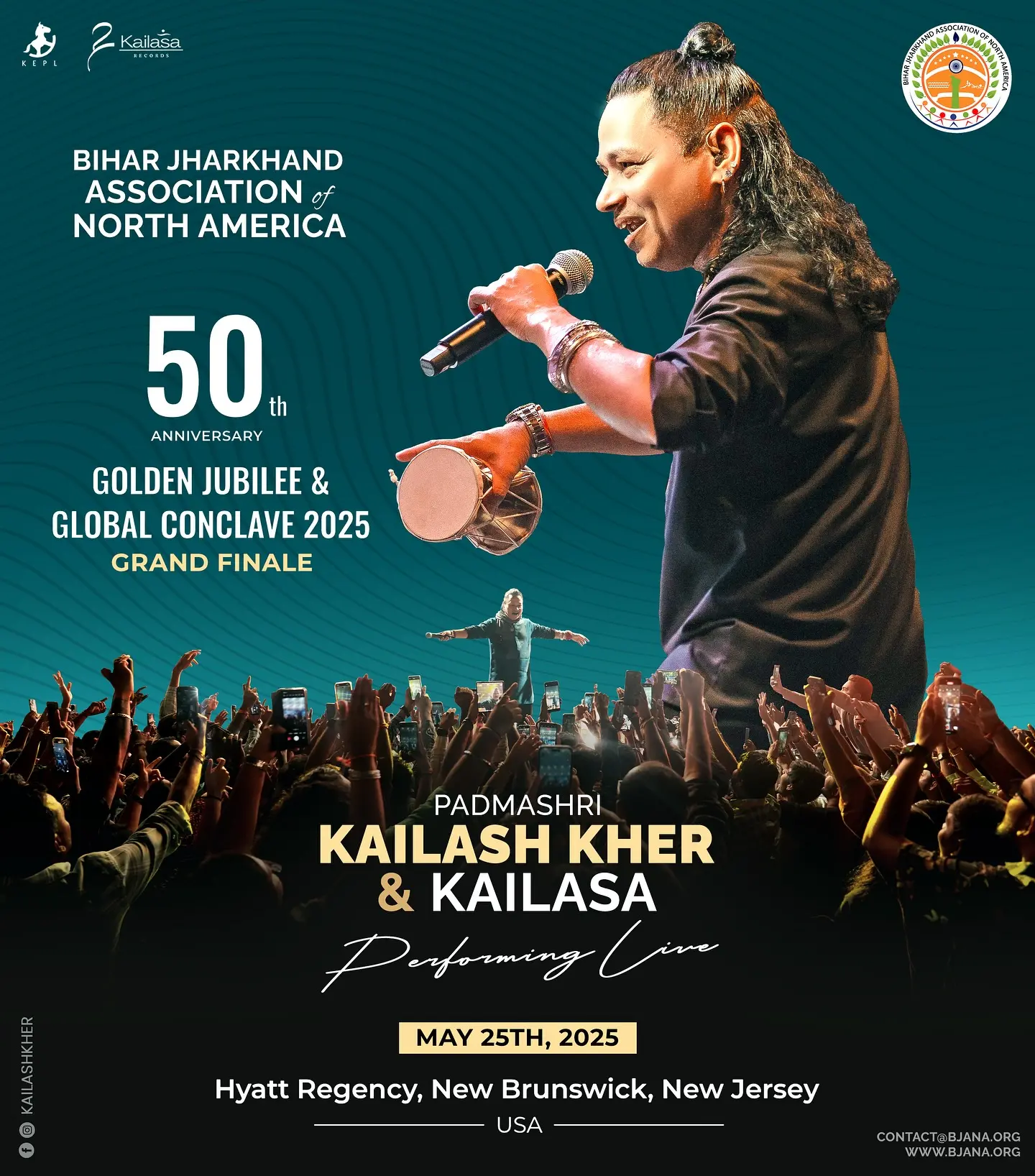 Kailash Kher Live Finale Legendary musician Kailash Kher & Band Kailasa energize New Jersey’s BJANA Jubilee finale!