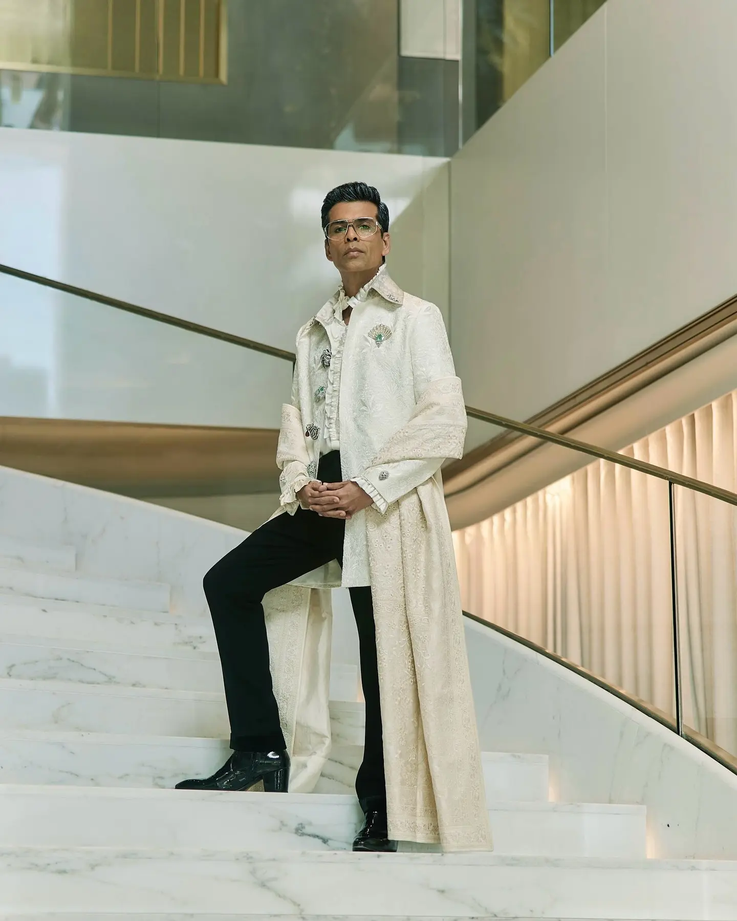Karan Johar Stuns In Heritage Couture At Cannes Custom embroidered sherwani merges Indian intricacy with Renaissance allure at 78th Cannes