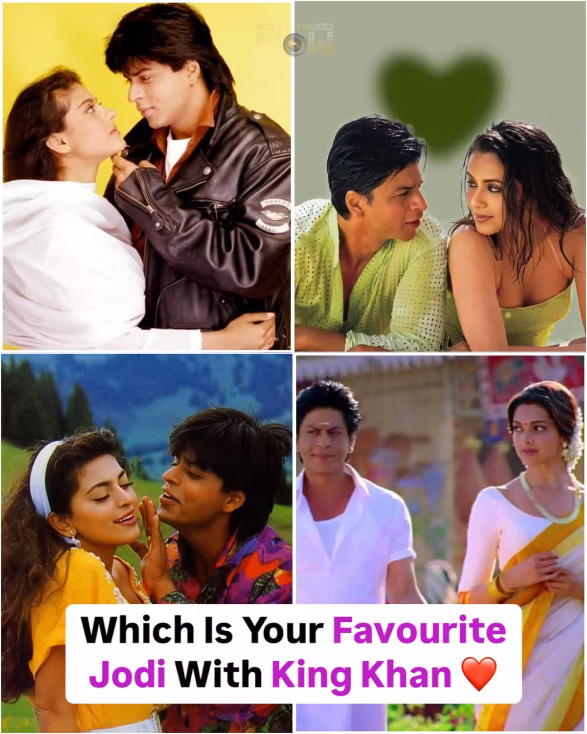 King Khan’s Onscreen Romance: From Kajol to Deepika Experience Bollywood magic as King Khan truly charmed hearts with iconic onscreen pairs!!
