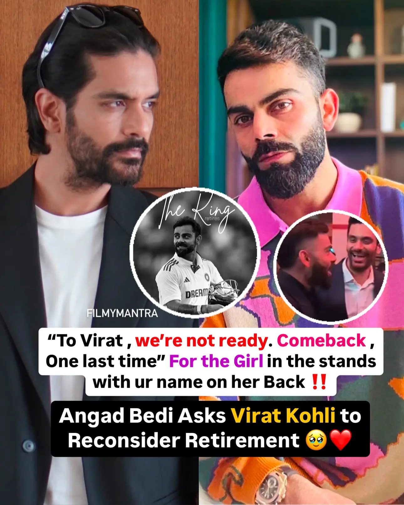 Kohli’s Test Retirement Sparks Emotional Plea Angad Bedi urges BCCI to review Kohli's Test retirement, honoring his timeless legacy now!