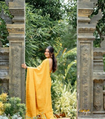 Krishi Thapanda Stuns In Traditional Saree Look