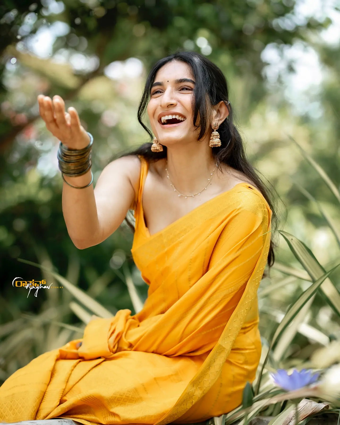 Krishi Thapanda Stuns In Traditional Saree Look