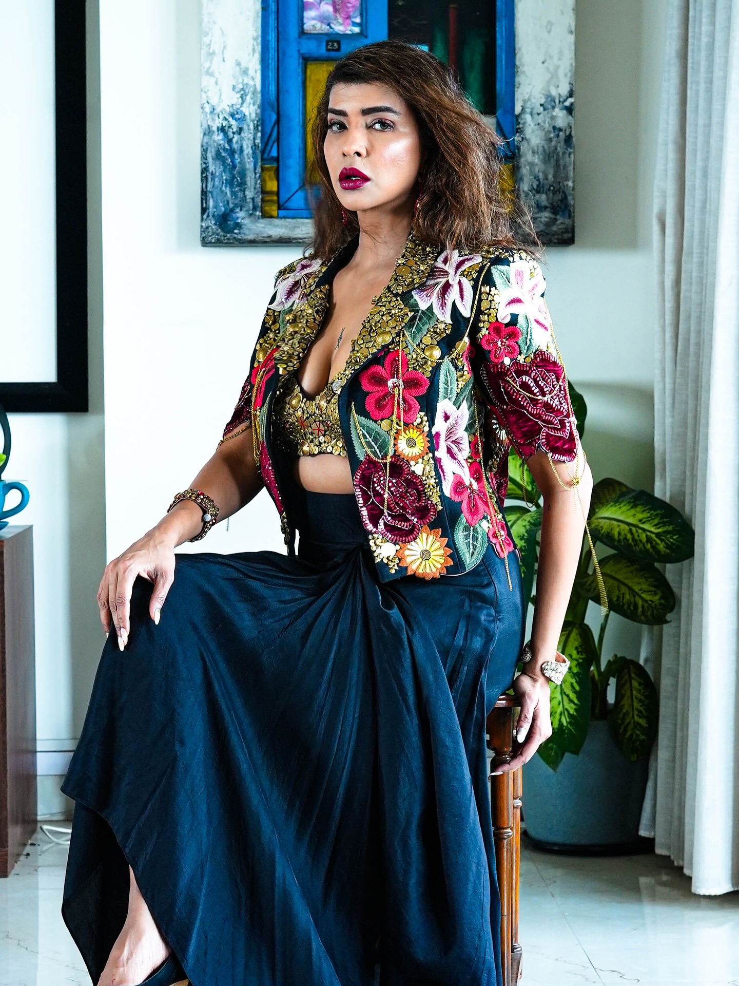Lakshmi Flaunts Floral Chic With Effortless Confidence Manchu Lakshmi Prasanna dazzles in a floral look exquisitely styled by top fashion experts.