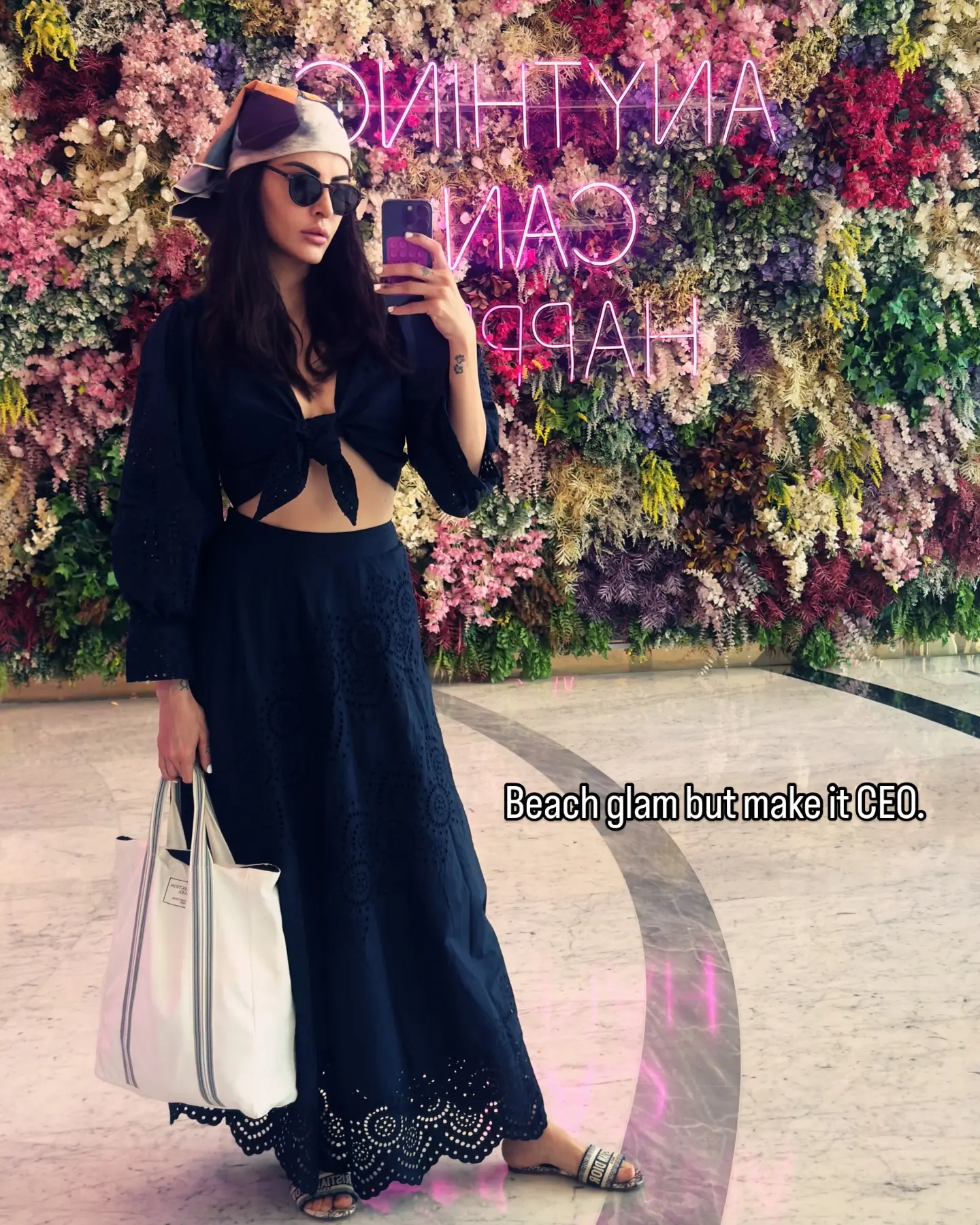Mandana Karimi’s Sunlit Work Holiday Exuding chic vibes, Mandana transforms daily duties into a sunlit artful escape with style