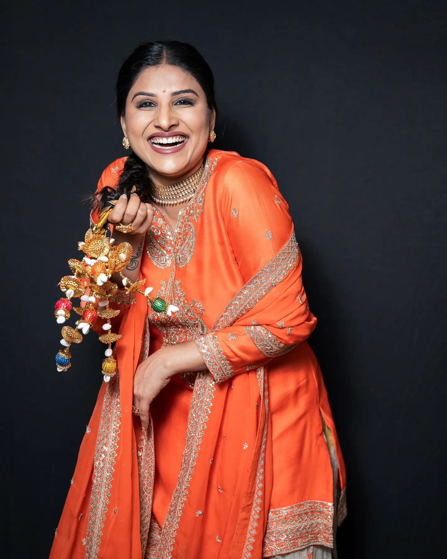 Mangli Stuns In Vibrant Couture Mangli shines in a vibrant ensemble, crafted and styled by leading fashion pros, truly!!!