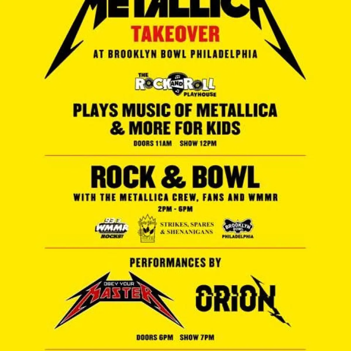 Metallica Philly Takeover Set For May 24 Metallica brings Philly: bowling, live acts, and a Rock & Roll playhouse for every fan.!!!