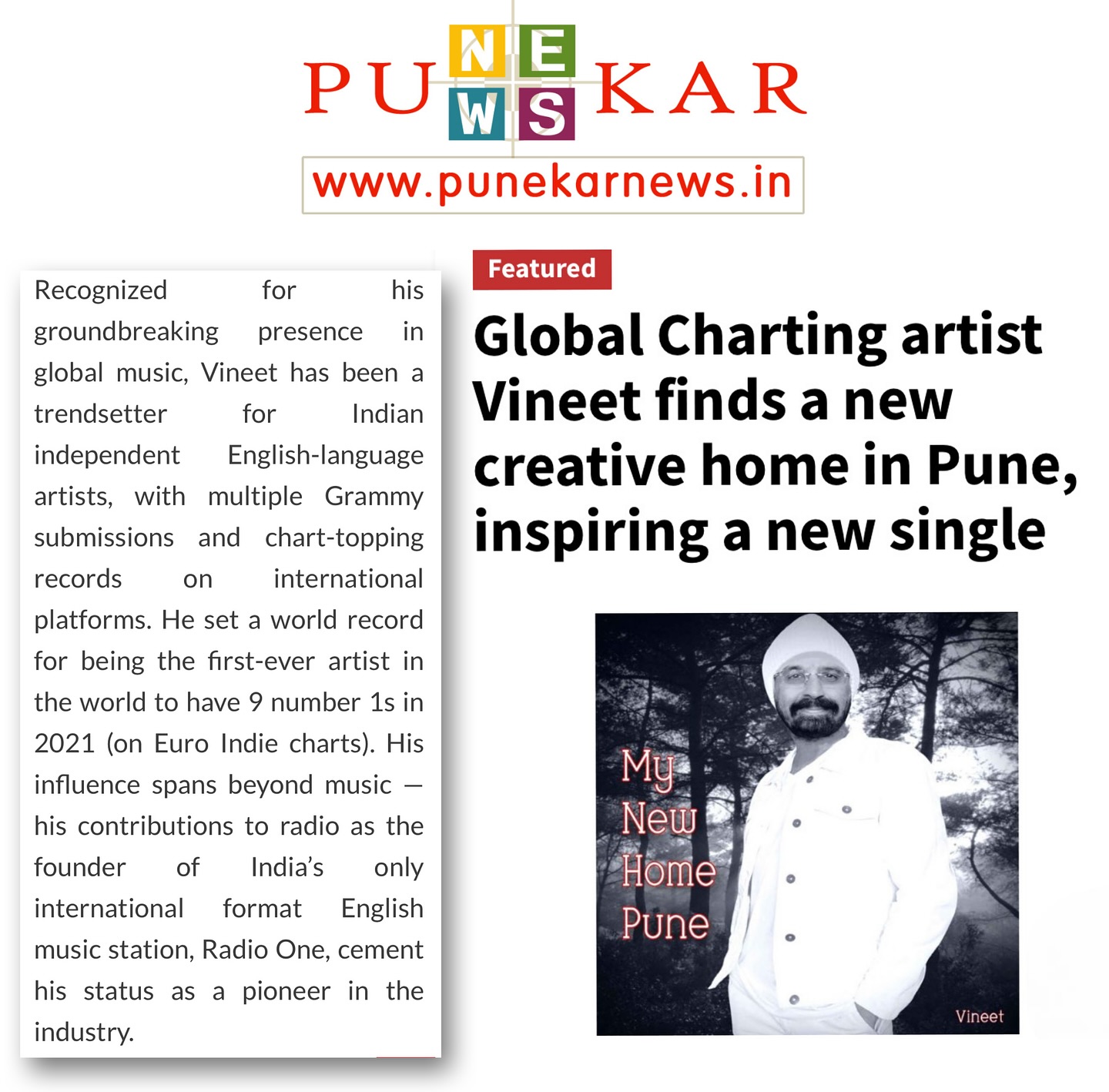 My New Home Pune: A Fresh Journey Vineet Singh Hukmani shares his inspiring journey with Pune media and unveils his new track.