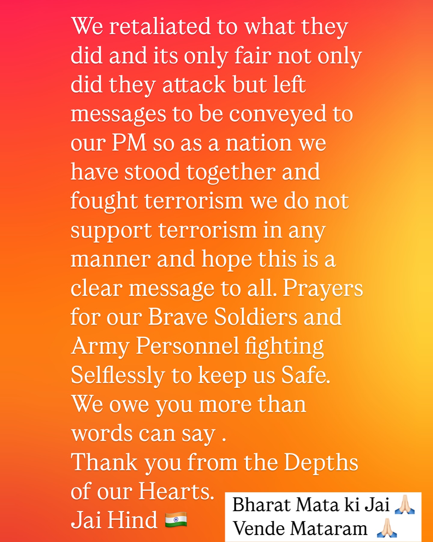 Nation Unites: Deepika Singh’s Anti-Terror Message Deepika Singh’s call unites citizens, urging strength and steadfast support for our troops