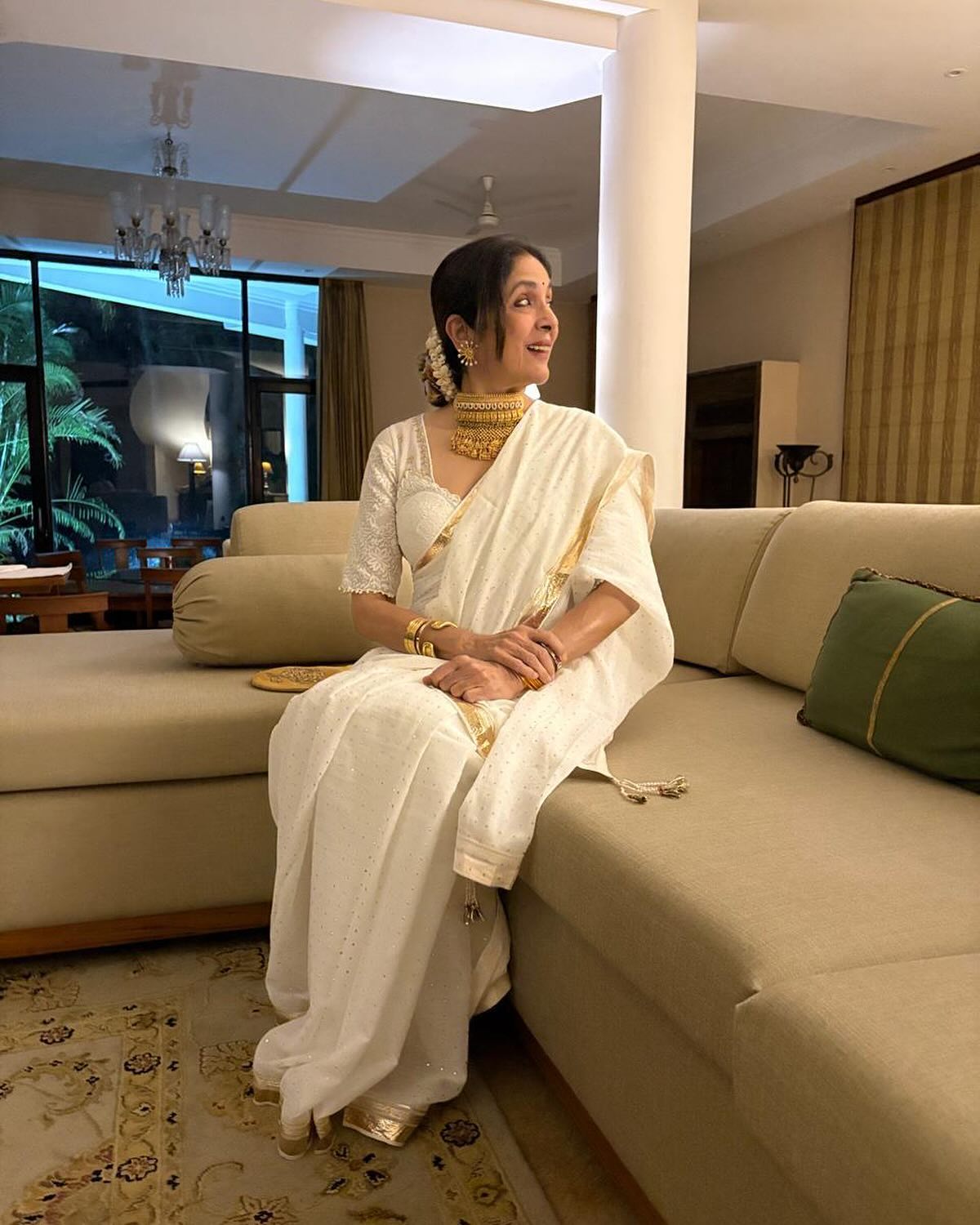 Acclaimed actress Neena Gupta debuts her 'Phoolmati' look, reviving timeless elegance.