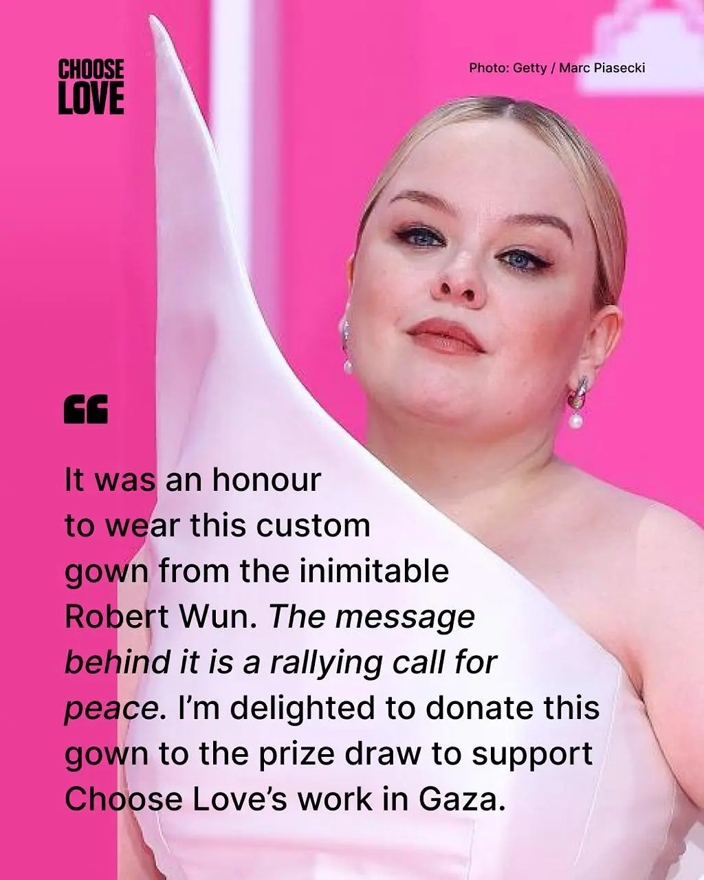 Nicola Coughlan Donates Peace Lily Couture Dress