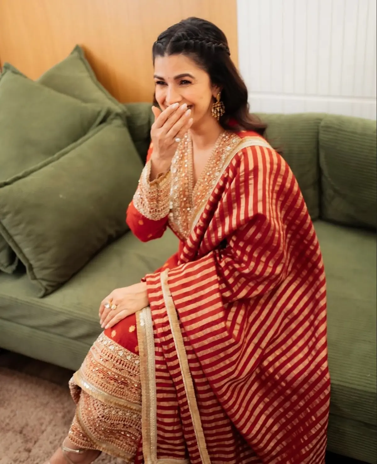 Nimrat Kaur Shines In Red Traditional Ensemble Celebrity stunner flaunts cultural elegance while making a bold statement at Filmfare show.
