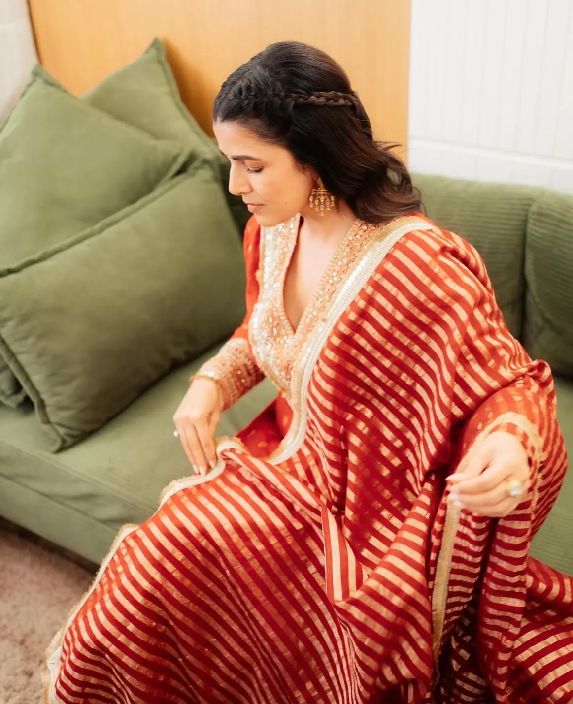 Nimrat Kaur Shines In Red Traditional Ensemble