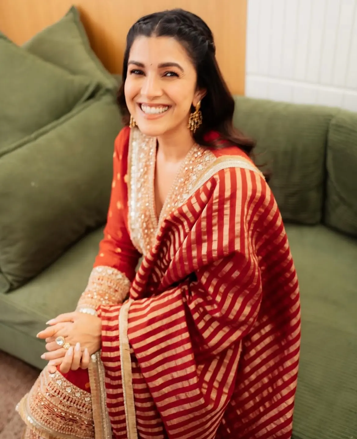 Nimrat Kaur Shines In Red Traditional Ensemble
