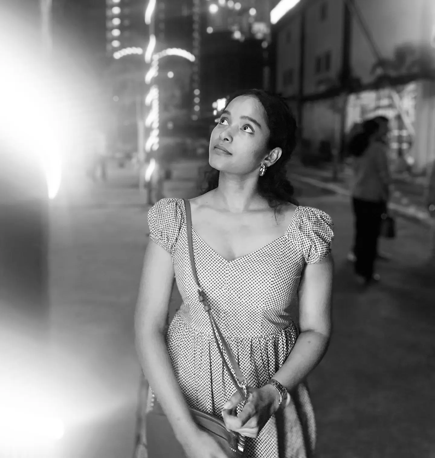Pavani Karanam Embraces Black And White Aesthetic Pavani flips the script with striking monochrome images, book in hand, seeks hidden truth.